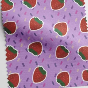 Fraises - Popeline de Coton Bio au mètre